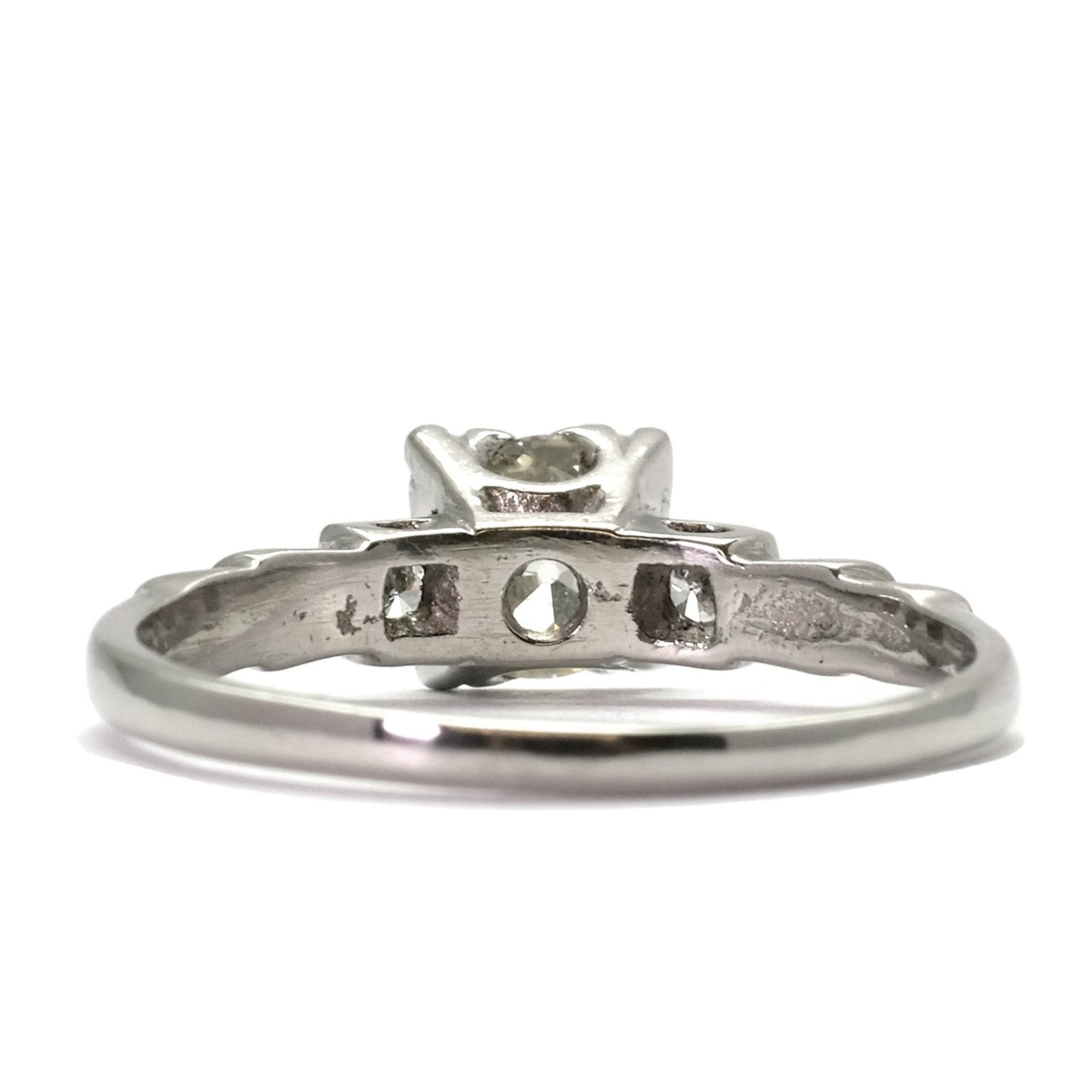 Art Deco Platinum Diamond Square Set Solitaire Engagement Ring - Friar House