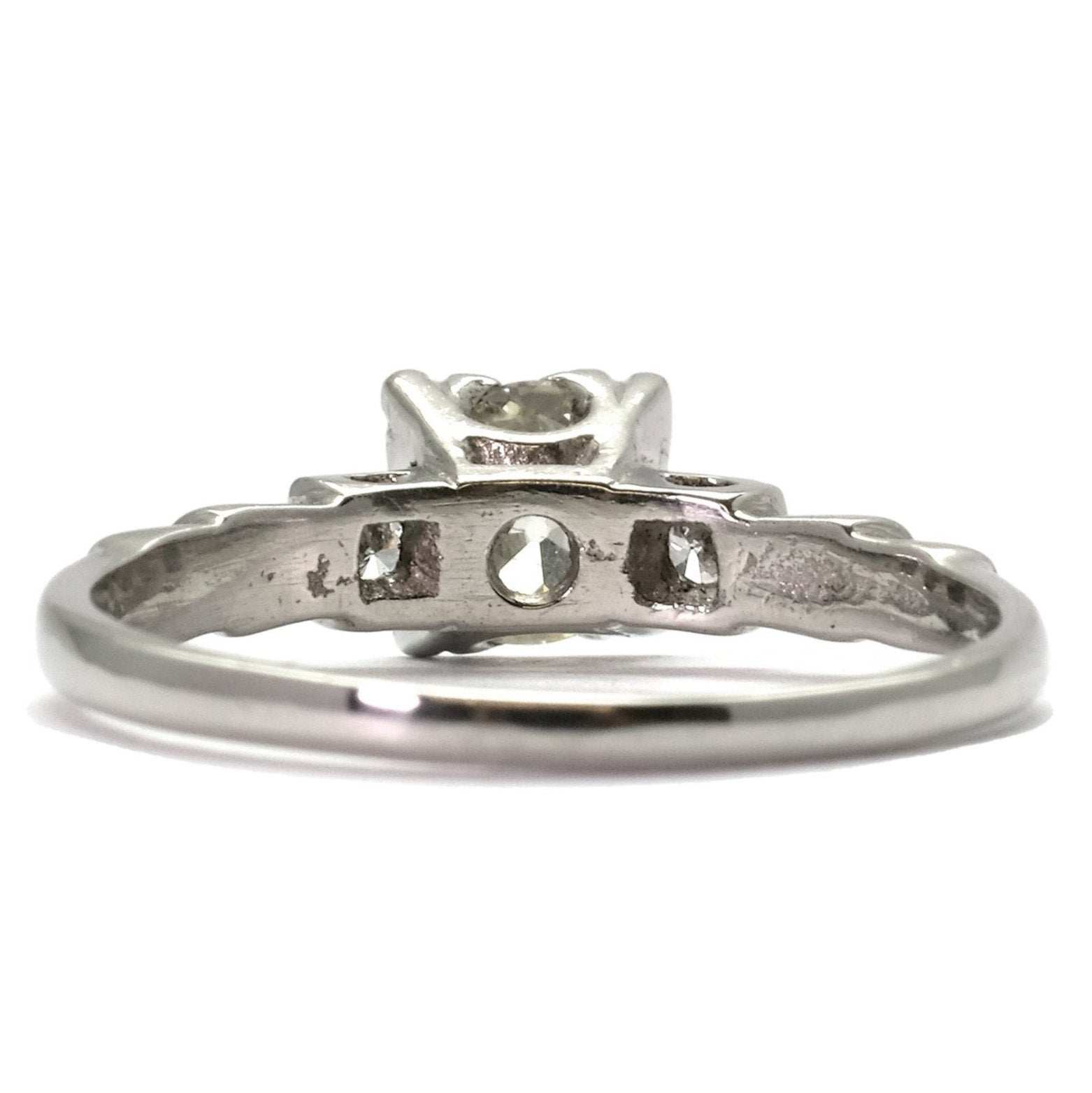 Art Deco Platinum Diamond Square Set Solitaire Engagement Ring - Friar House