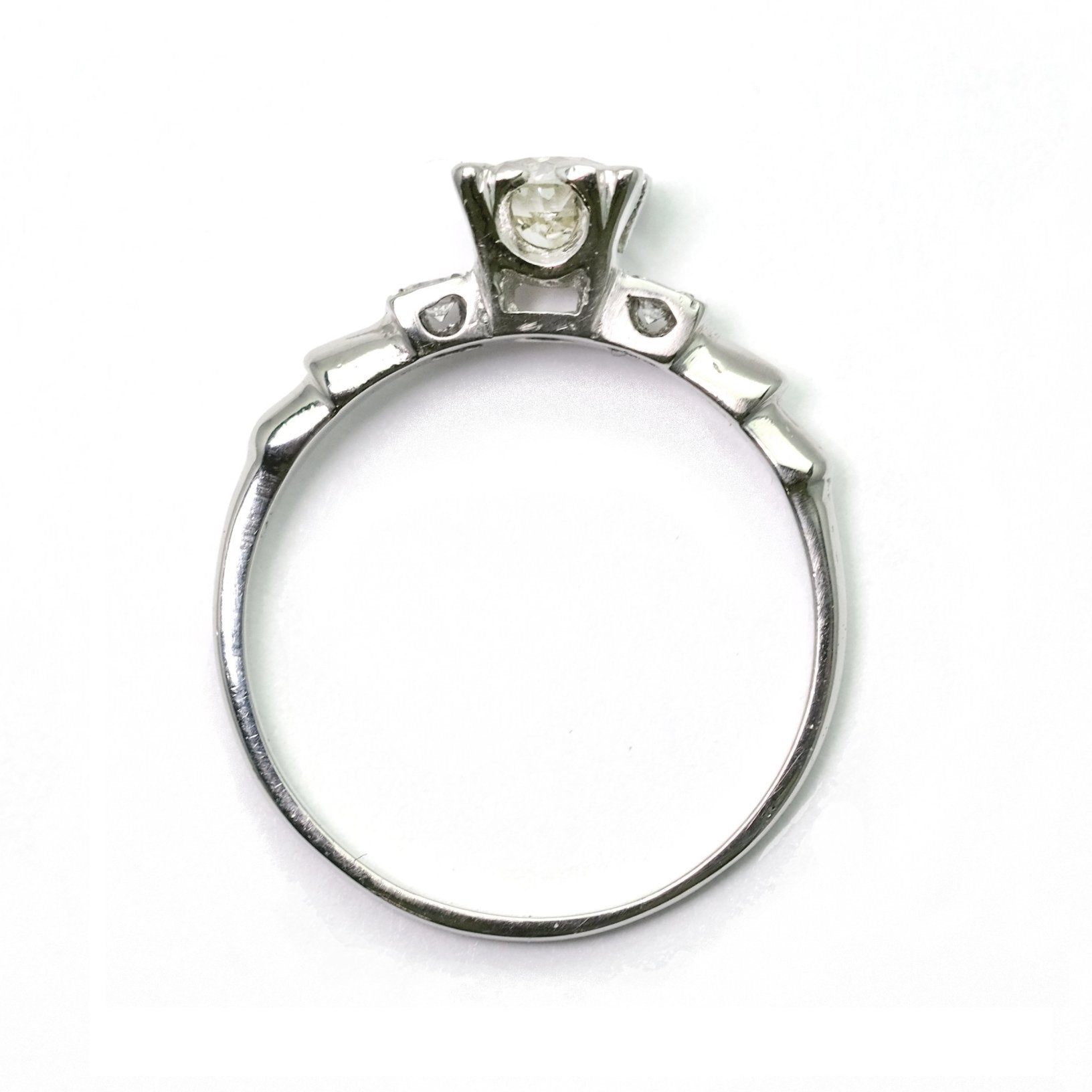 Art Deco Platinum Diamond Square Set Solitaire Engagement Ring - Friar House
