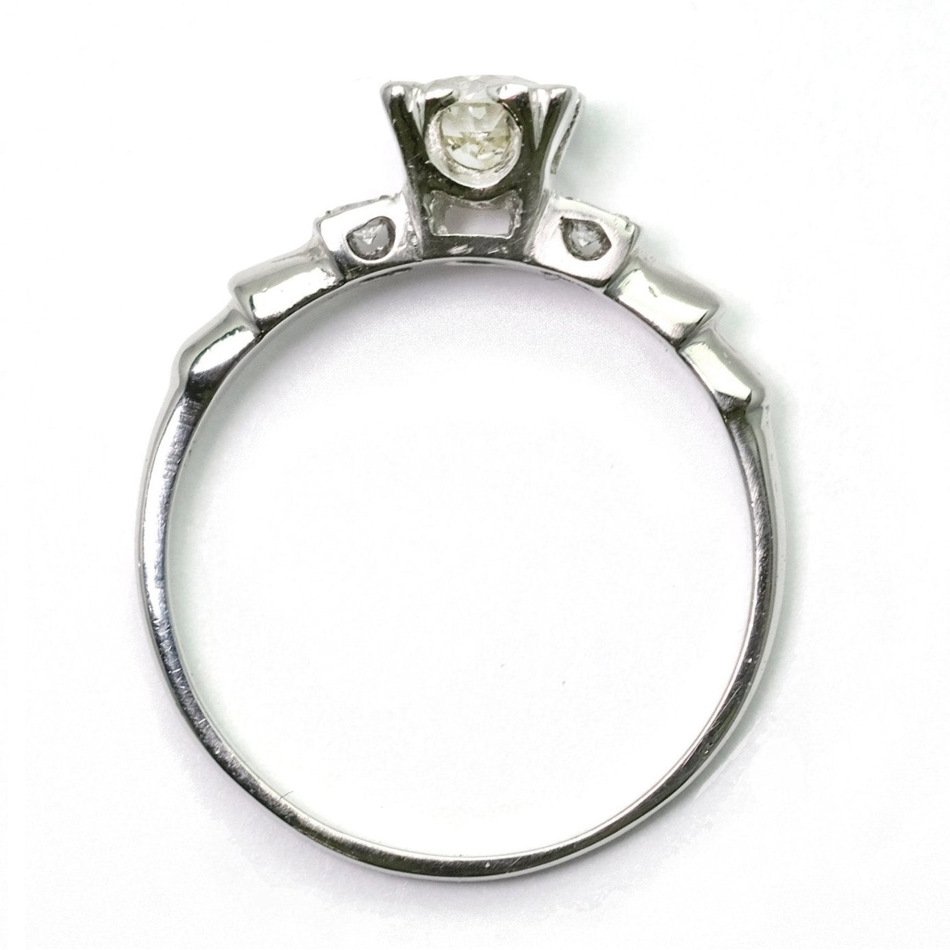 Art Deco Platinum Diamond Square Set Solitaire Engagement Ring - Friar House
