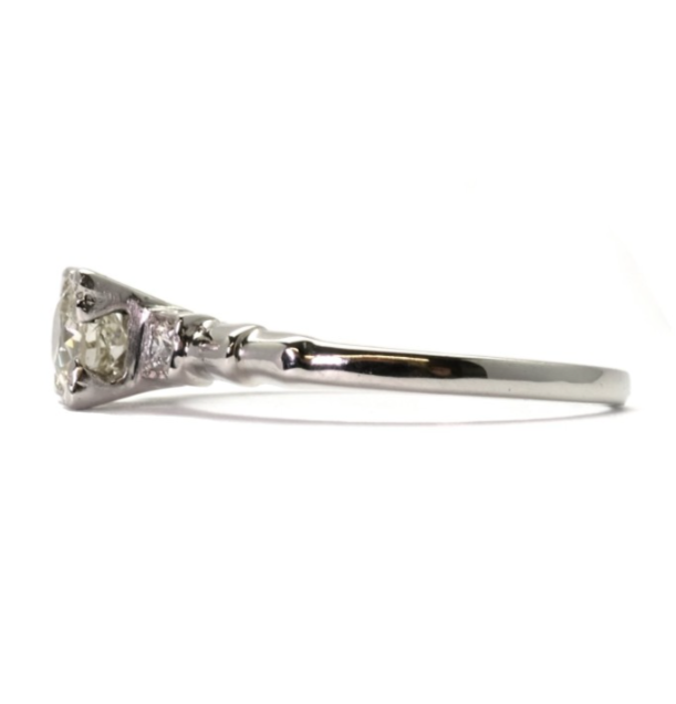 Art Deco Platinum Diamond Square Set Solitaire Engagement Ring - Friar House