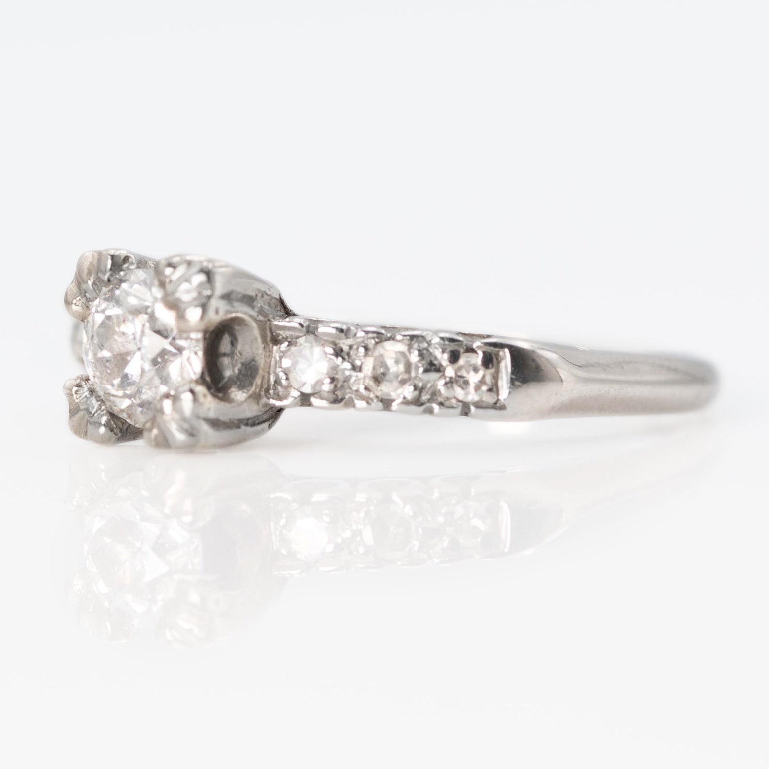 Art Deco Platinum Diamond Square Set Solitaire Ring - Friar House
