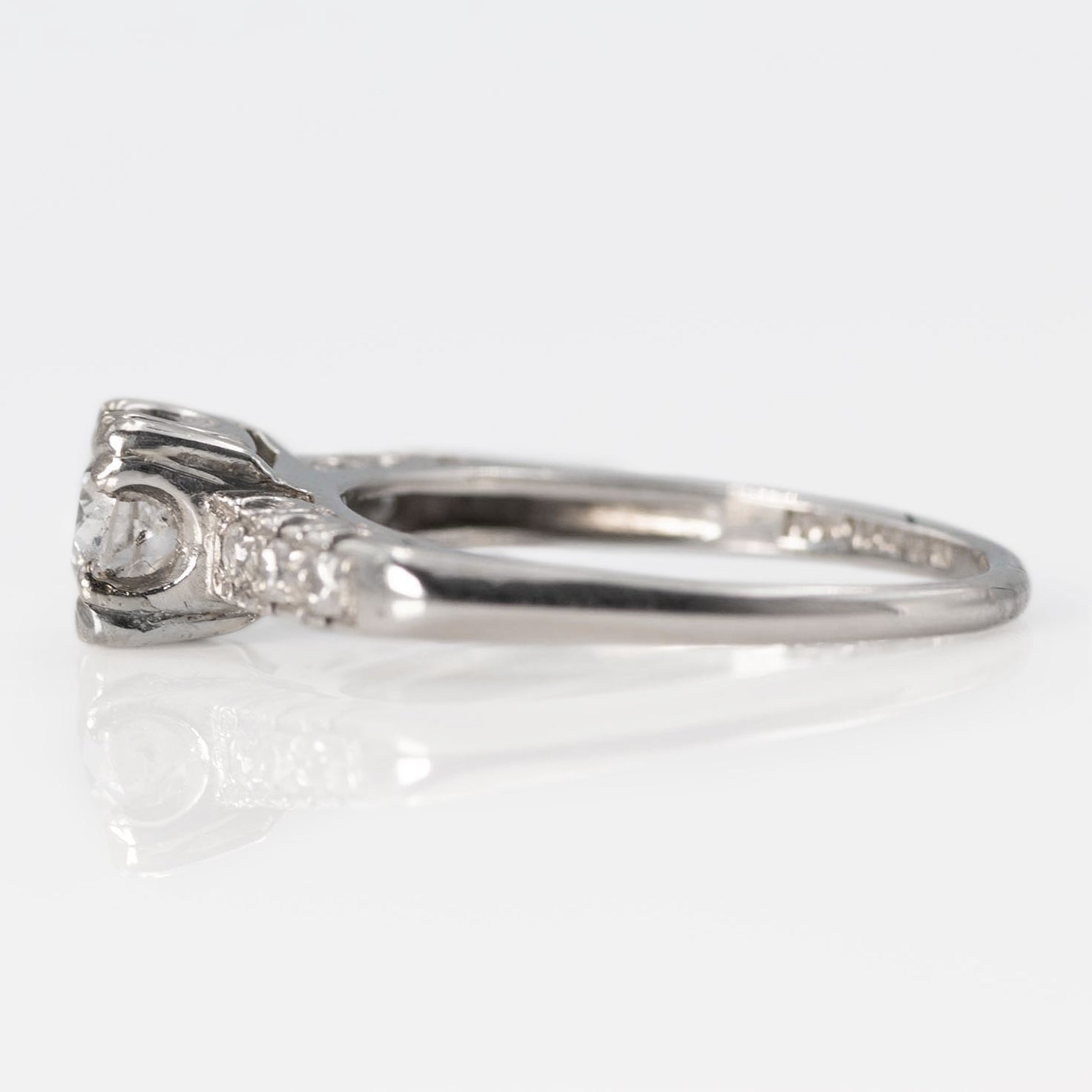 Art Deco Platinum Diamond Square Set Solitaire Ring - Friar House