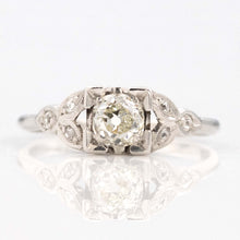 Art Deco Platinum Diamond Square Set Solitaire Ring - Friar House