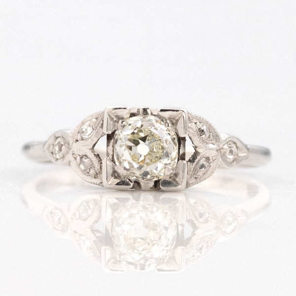 Art Deco Platinum Diamond Square Set Solitaire Ring - Friar House