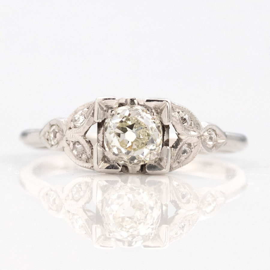 Art Deco Platinum Diamond Square Set Solitaire Ring - Friar House