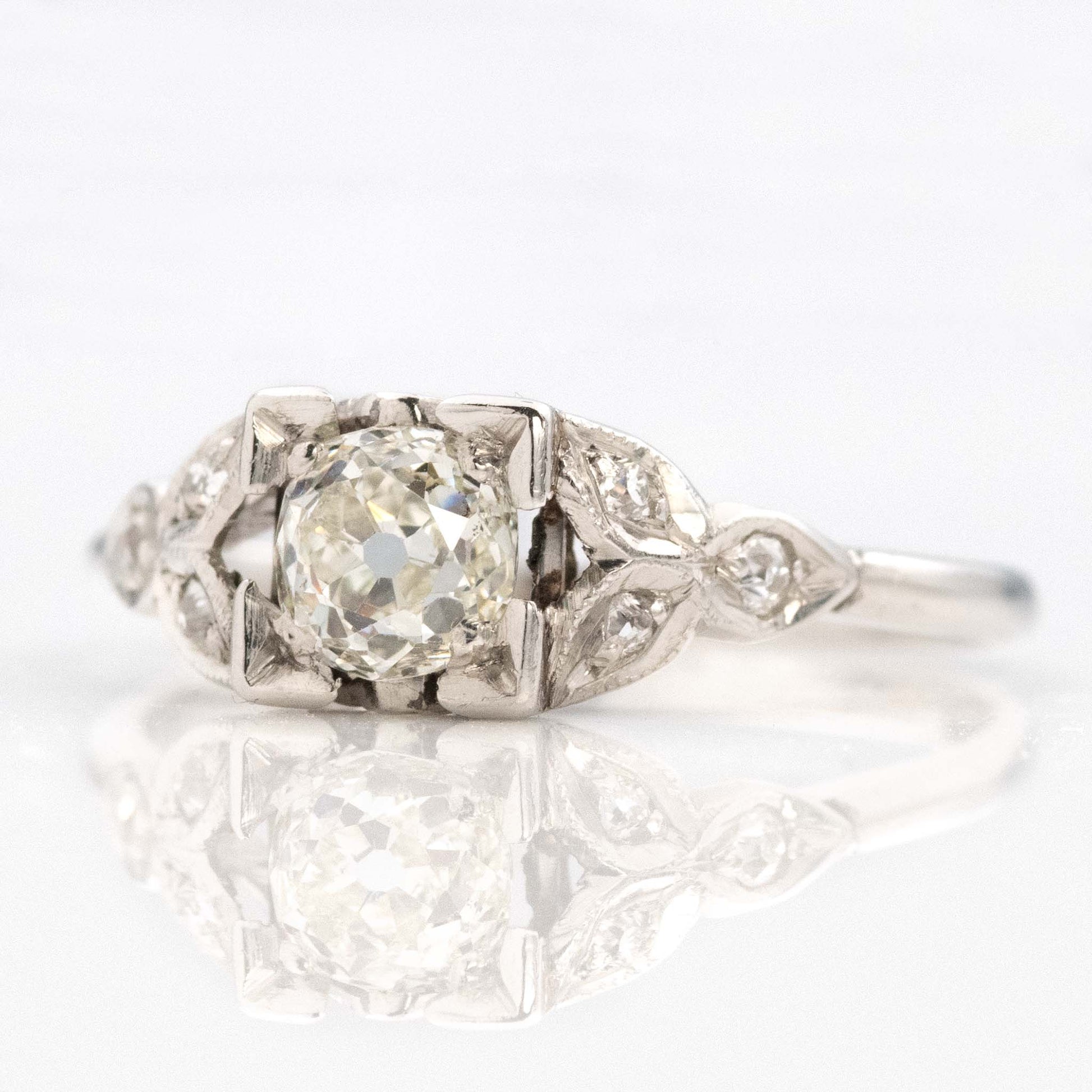 Art Deco Platinum Diamond Square Set Solitaire Ring-Friar House