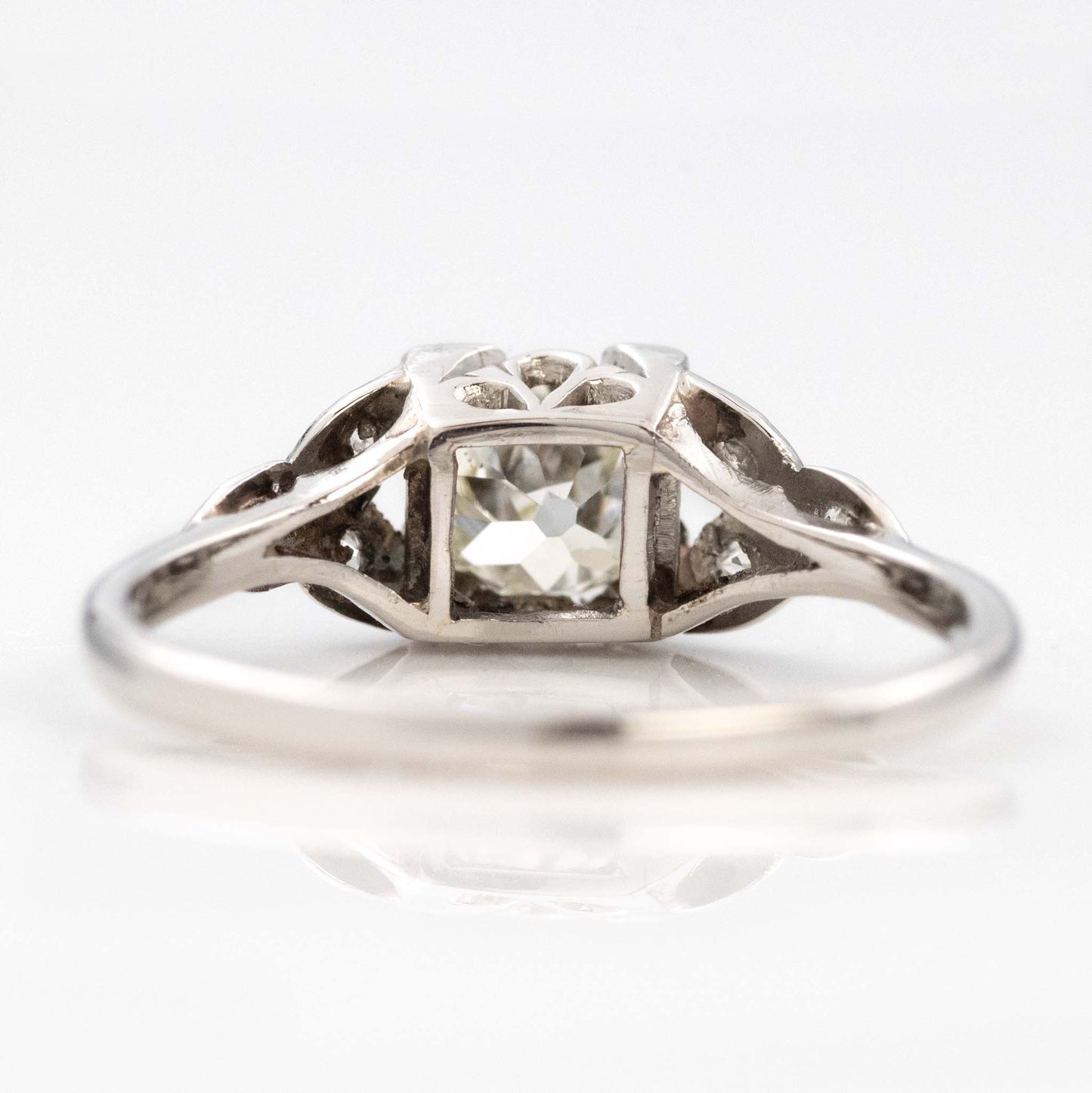 Art Deco Platinum Diamond Square Set Solitaire Ring-Friar House