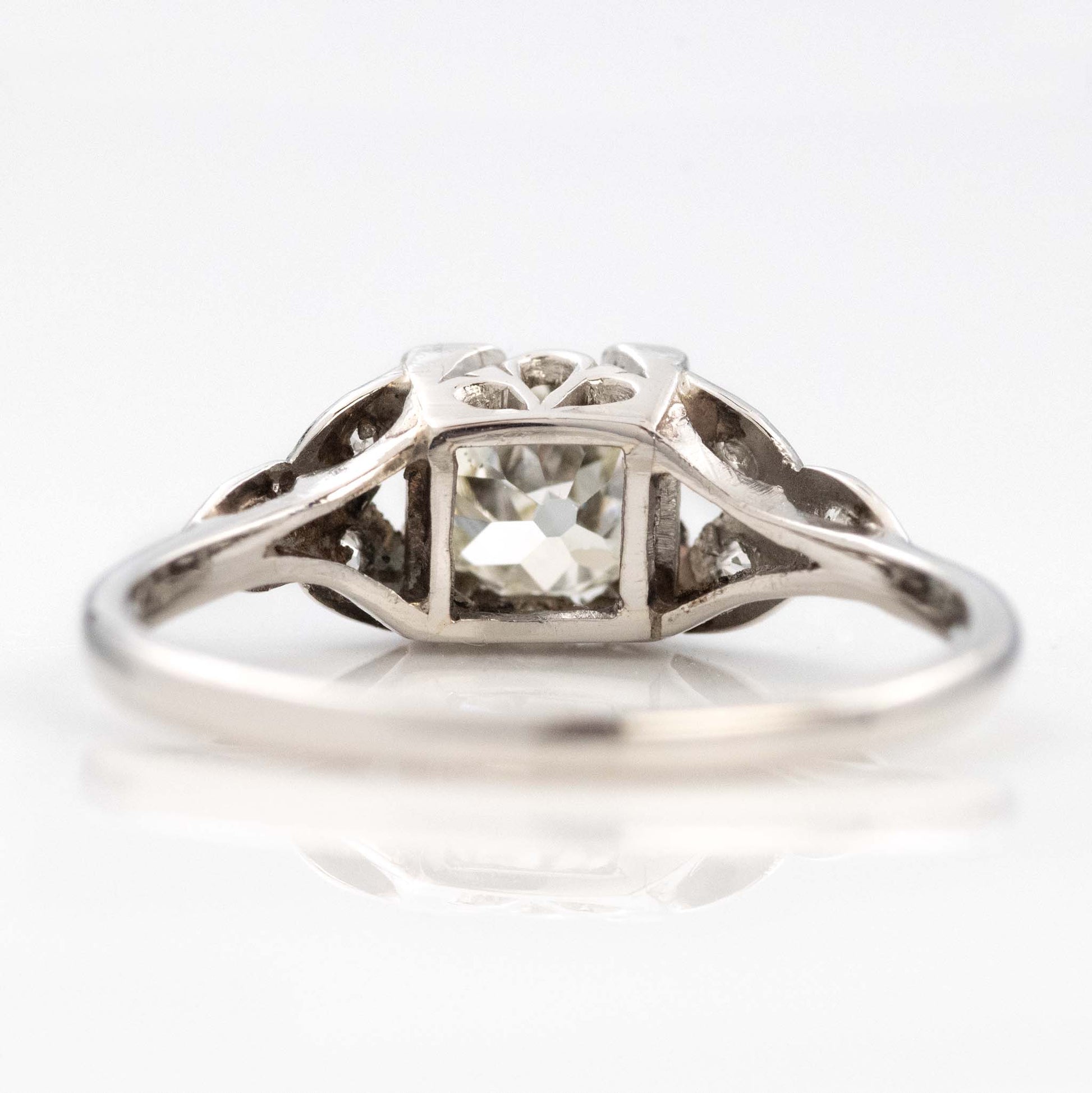 Art Deco Platinum Diamond Square Set Solitaire Ring-Friar House
