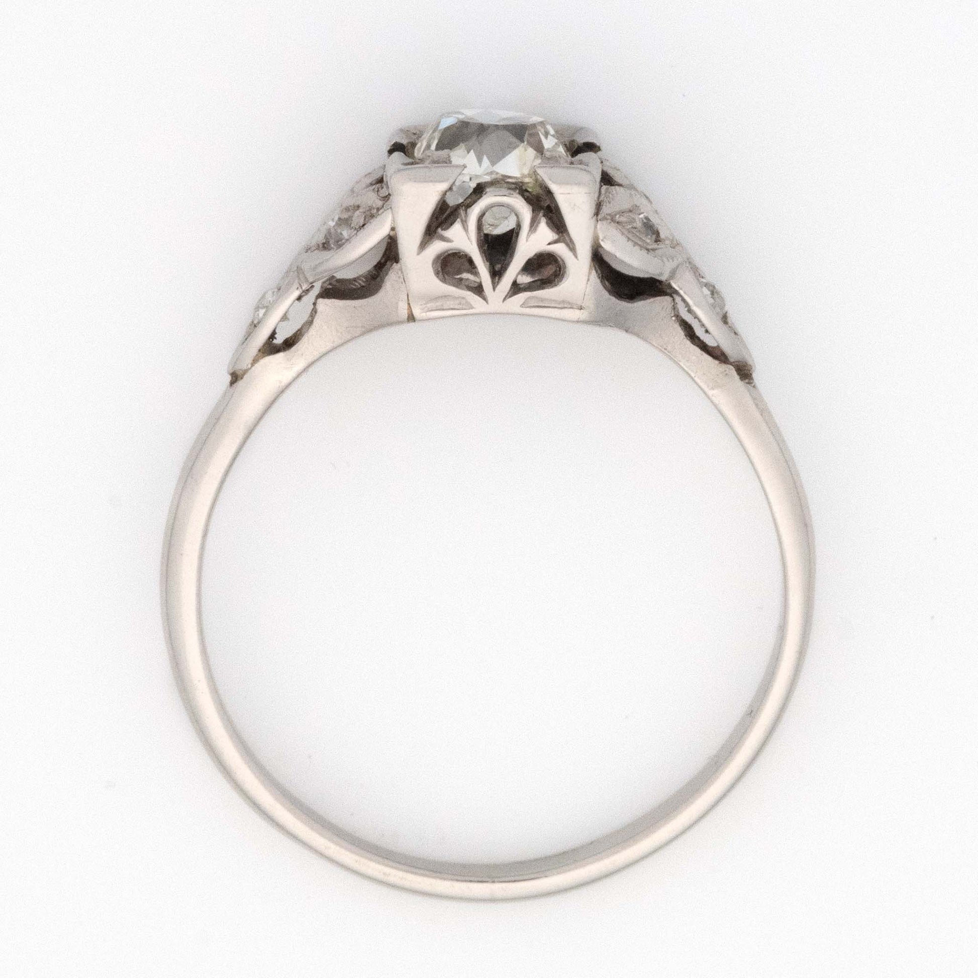 Art Deco Platinum Diamond Square Set Solitaire Ring-Friar House