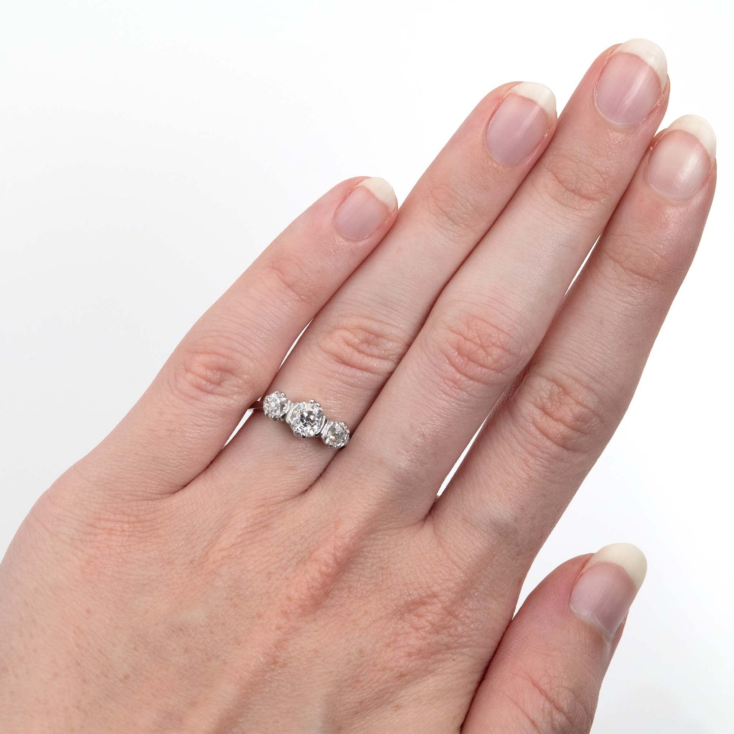 Art Deco Platinum Diamond Three Stone Ring - Friar House