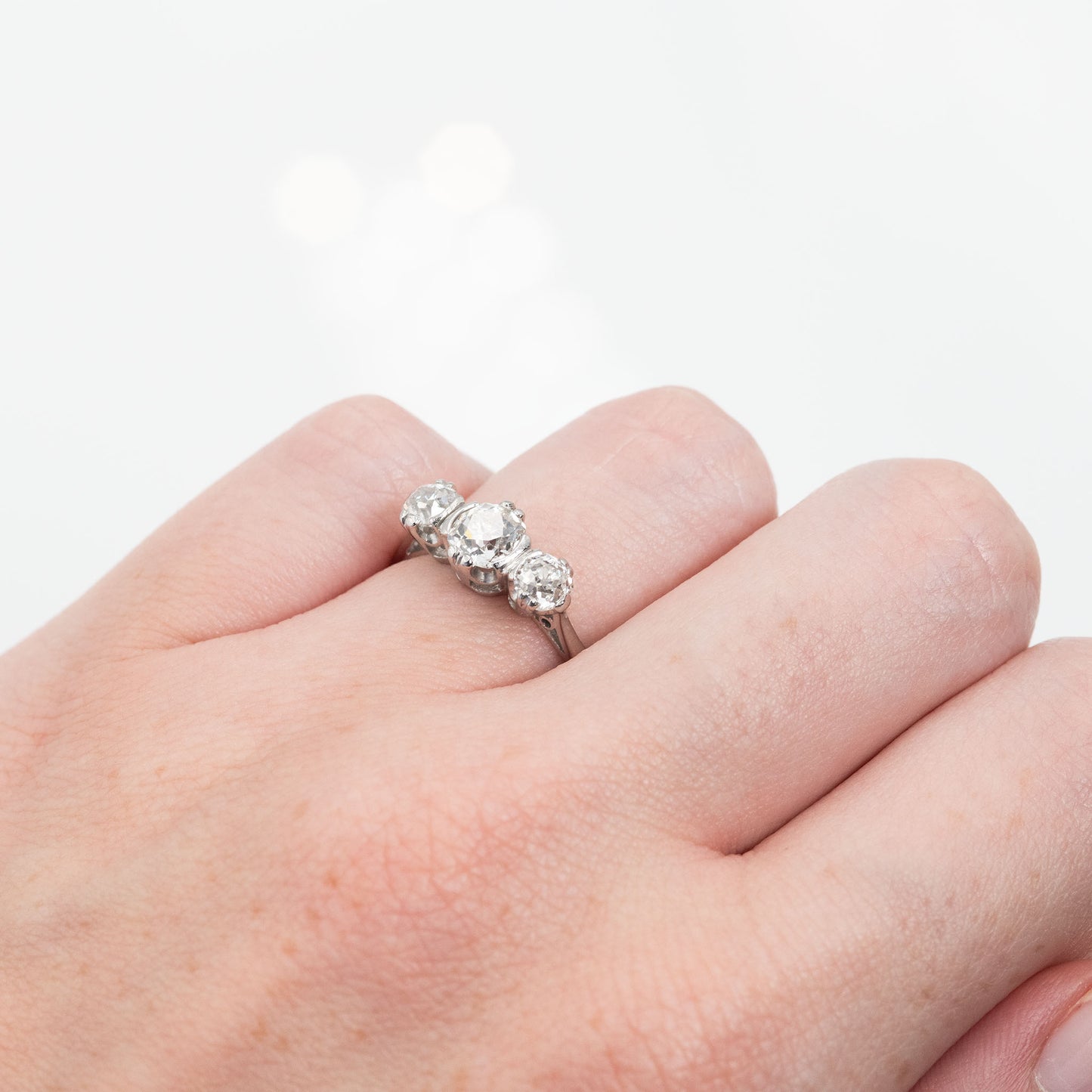 Art Deco Platinum Diamond Three Stone Ring - Friar House