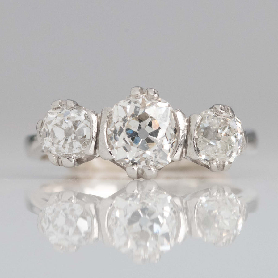 Art Deco Platinum Diamond Three Stone Ring - Friar House