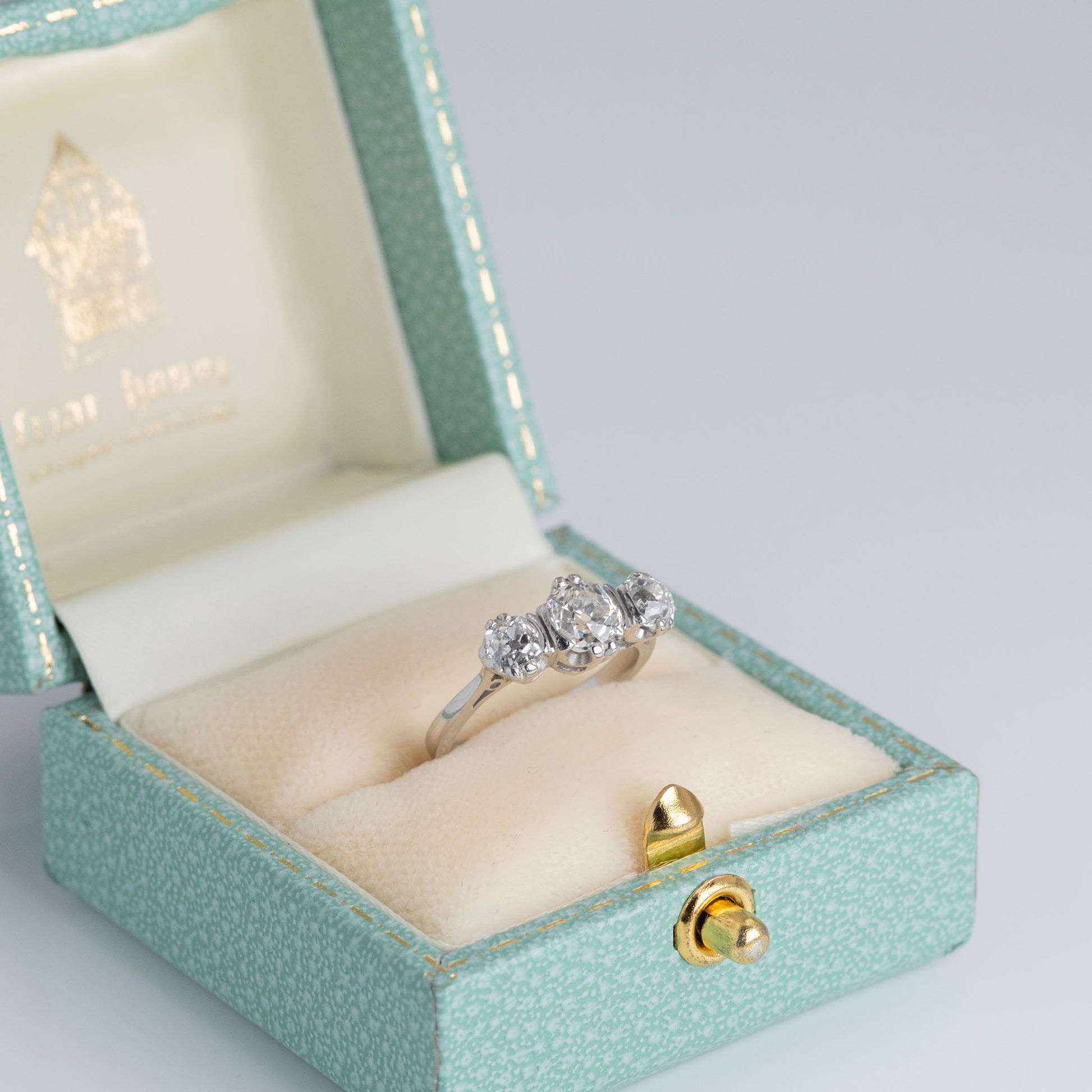 Art Deco Platinum Diamond Three Stone Ring - Friar House