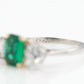 Art Deco Platinum Emerald and Diamond Three Stone Ring - Friar House