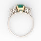 Art Deco Platinum Emerald and Diamond Three Stone Ring - Friar House