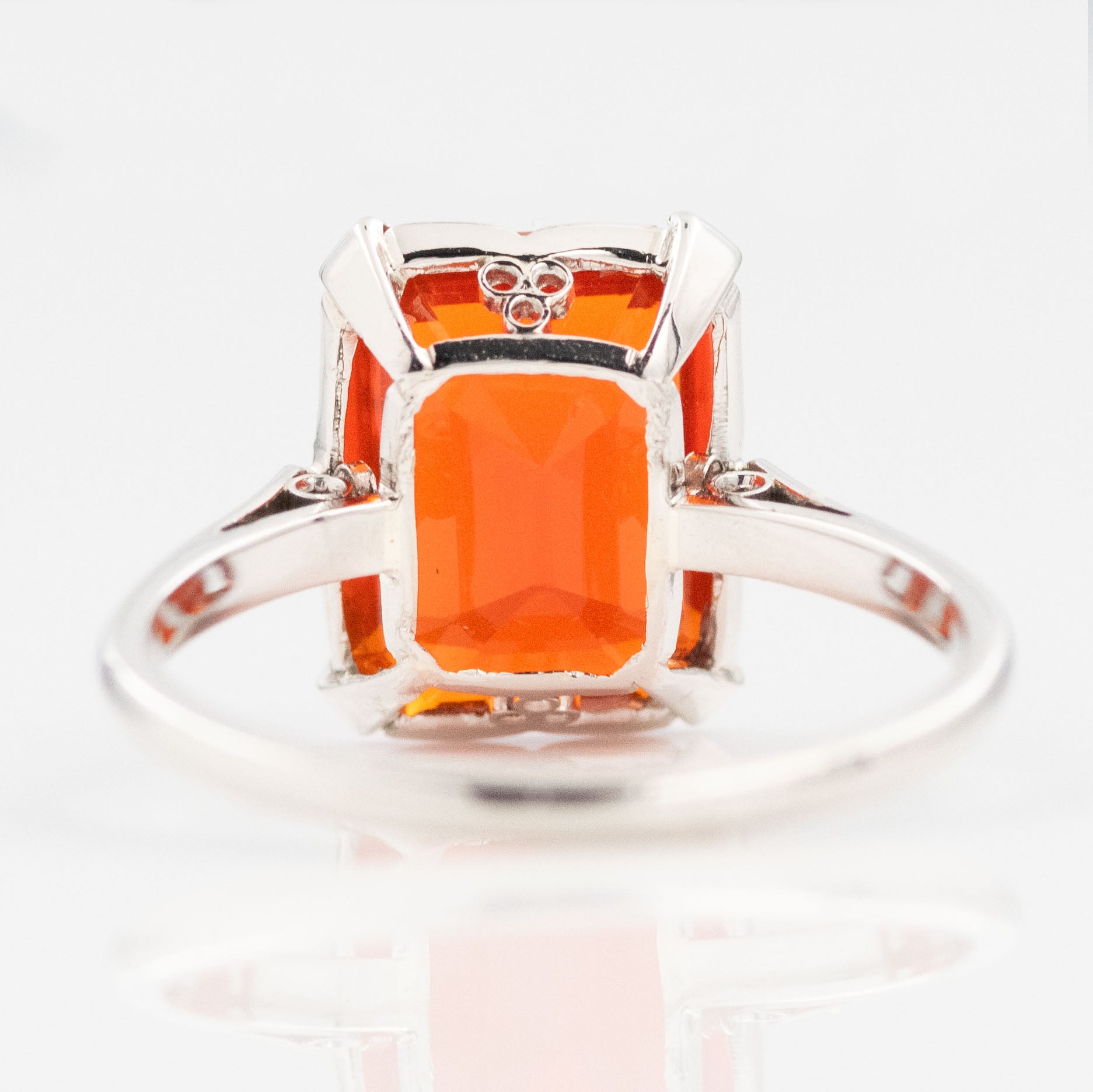 Art Deco Platinum Fire Opal Solitaire Ring - Friar House