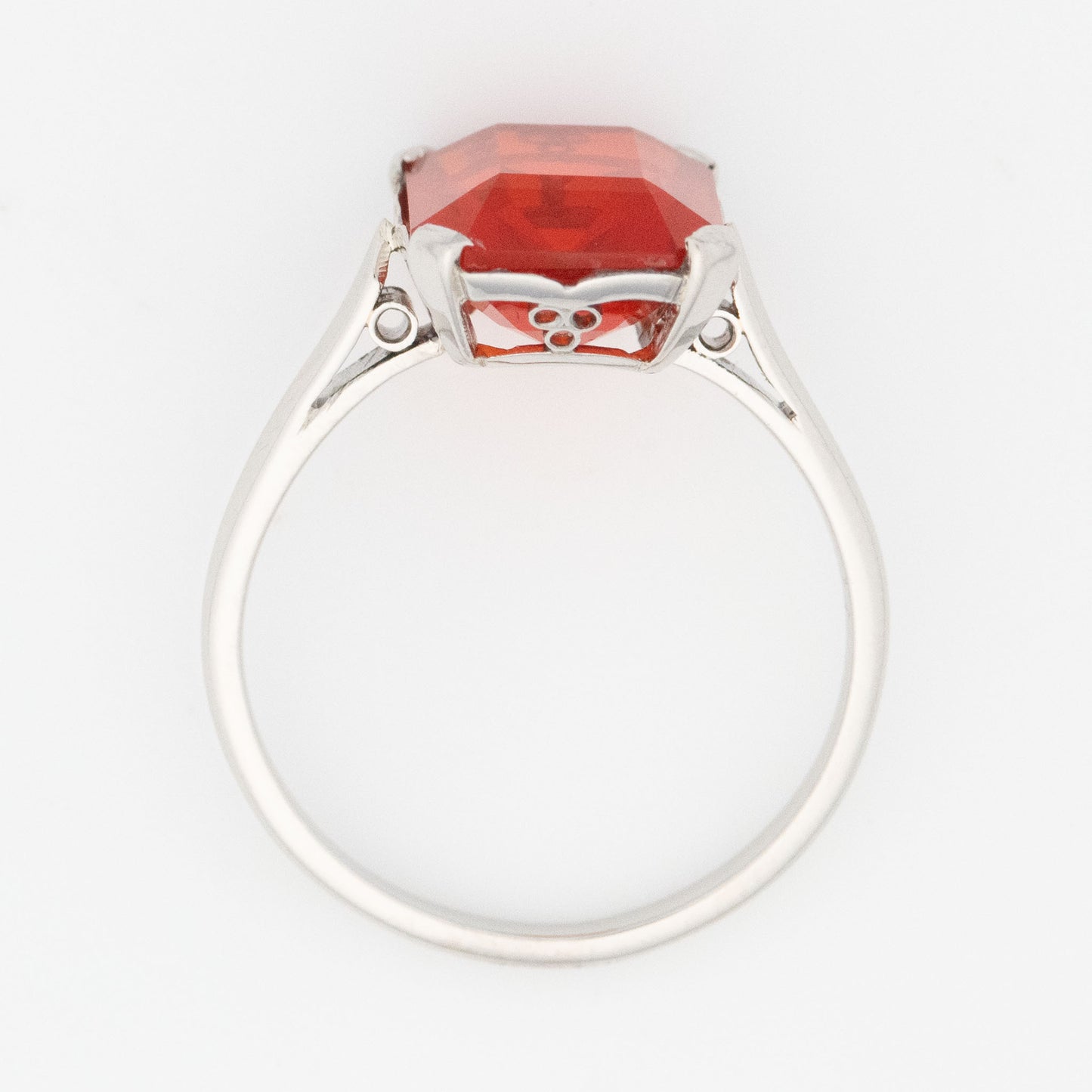 Art Deco Platinum Fire Opal Solitaire Ring - Friar House