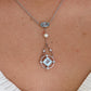 Art Deco Platinum Gold Aquamarine Diamond and Seed Pearl Pendant - Friar House
