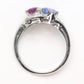 Art Deco Platinum Pink and Blue Sapphire Two Stone Crossover Ring - Friar House