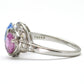 Art Deco Platinum Pink and Blue Sapphire Two Stone Crossover Ring - Friar House