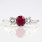 Art Deco Platinum Ruby and Diamond Three Stone Ring - Friar House