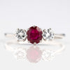 Art Deco Platinum Ruby and Diamond Three Stone Ring