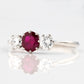 Art Deco Platinum Ruby and Diamond Three Stone Ring - Friar House