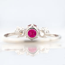 Art Deco Platinum Ruby and Diamond Three Stone Ring - Friar House
