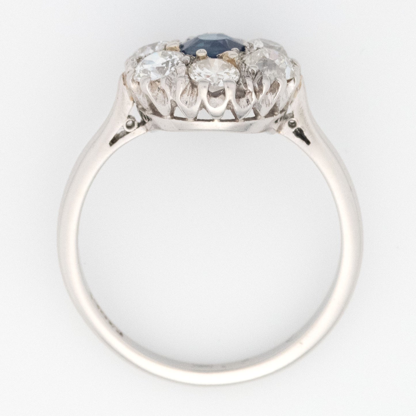 Art Deco Platinum Sapphire and Diamond Cluster Ring - Friar House