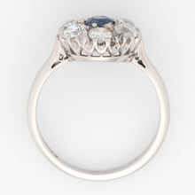 Art Deco Platinum Sapphire and Diamond Cluster Ring - Friar House