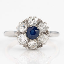 Art Deco Platinum Sapphire and Diamond Cluster Ring - Friar House