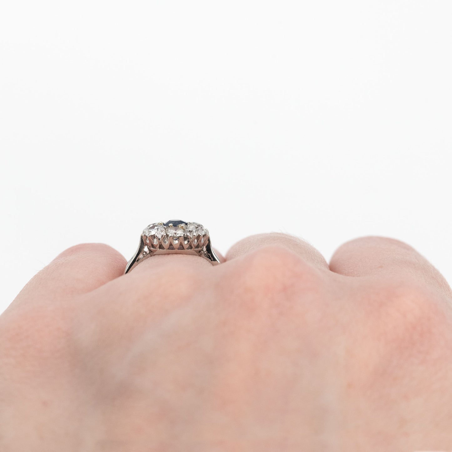 Art Deco Platinum Sapphire and Diamond Cluster Ring - Friar House