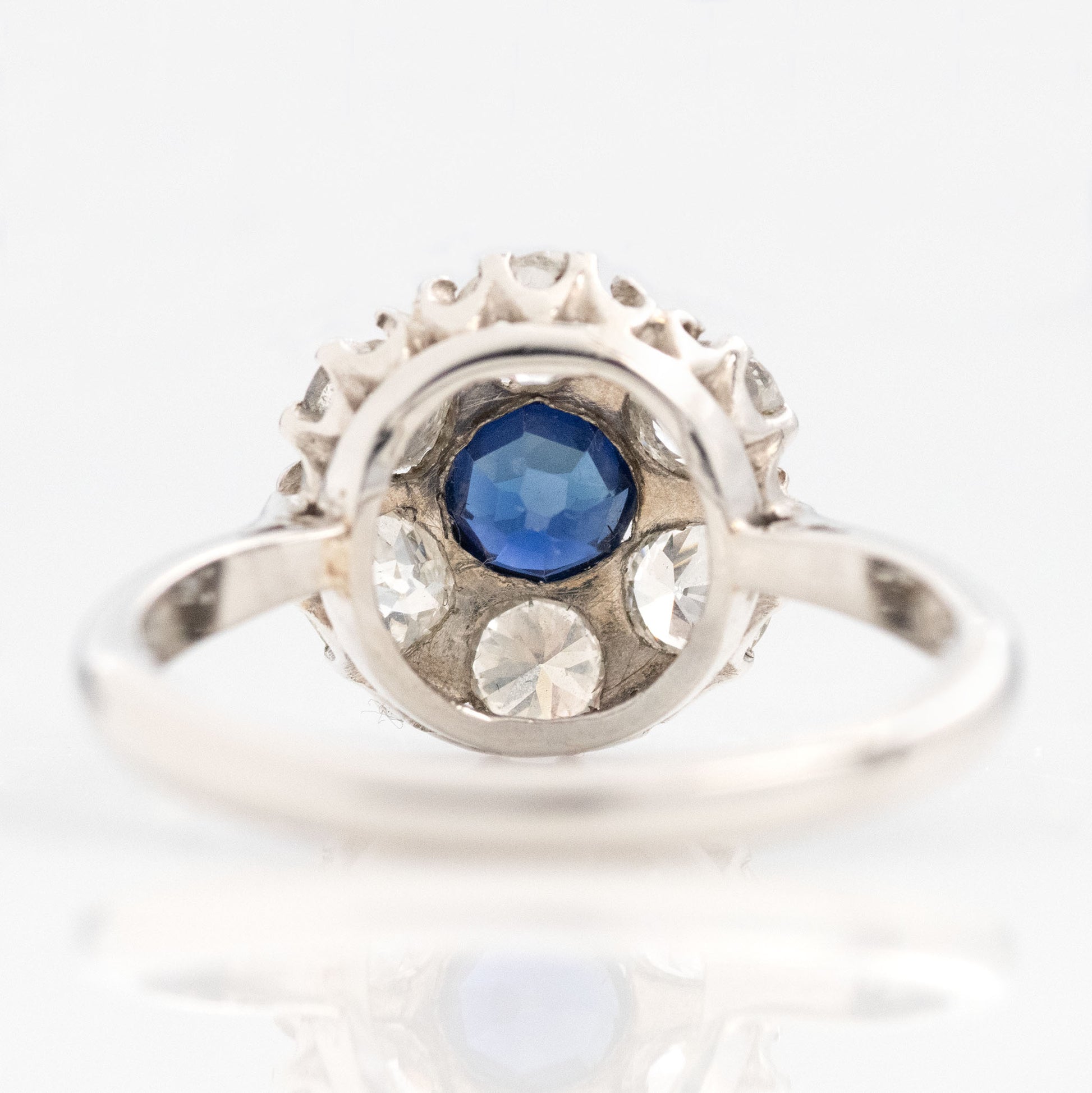 Art Deco Platinum Sapphire and Diamond Cluster Ring Friar House