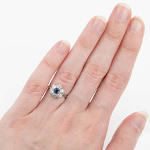 Art Deco Platinum Sapphire and Diamond Cluster Ring - Friar House