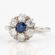 Art Deco Platinum Sapphire and Diamond Cluster Ring - Friar House