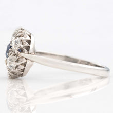 Art Deco Platinum Sapphire and Diamond Cluster Ring - Friar House