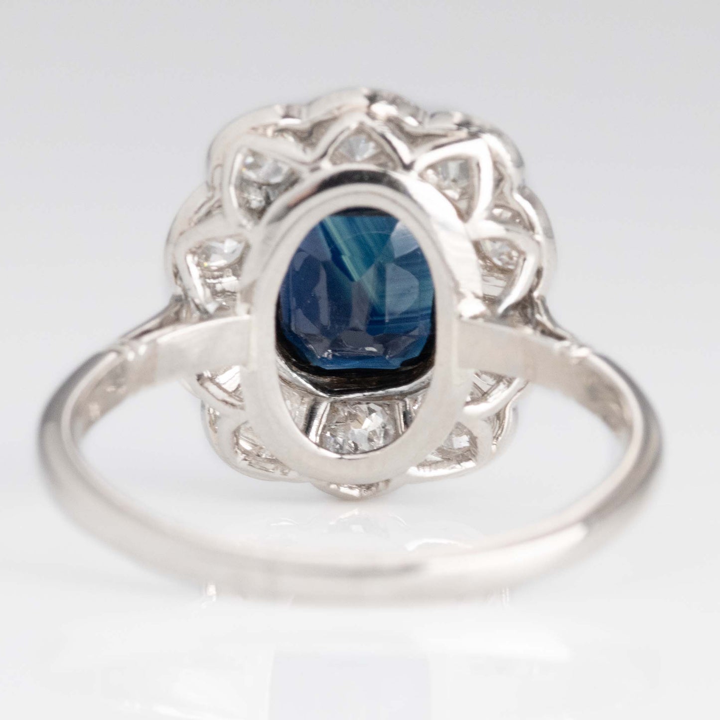 Art Deco Platinum Sapphire and Diamond Cluster Ring - Friar House
