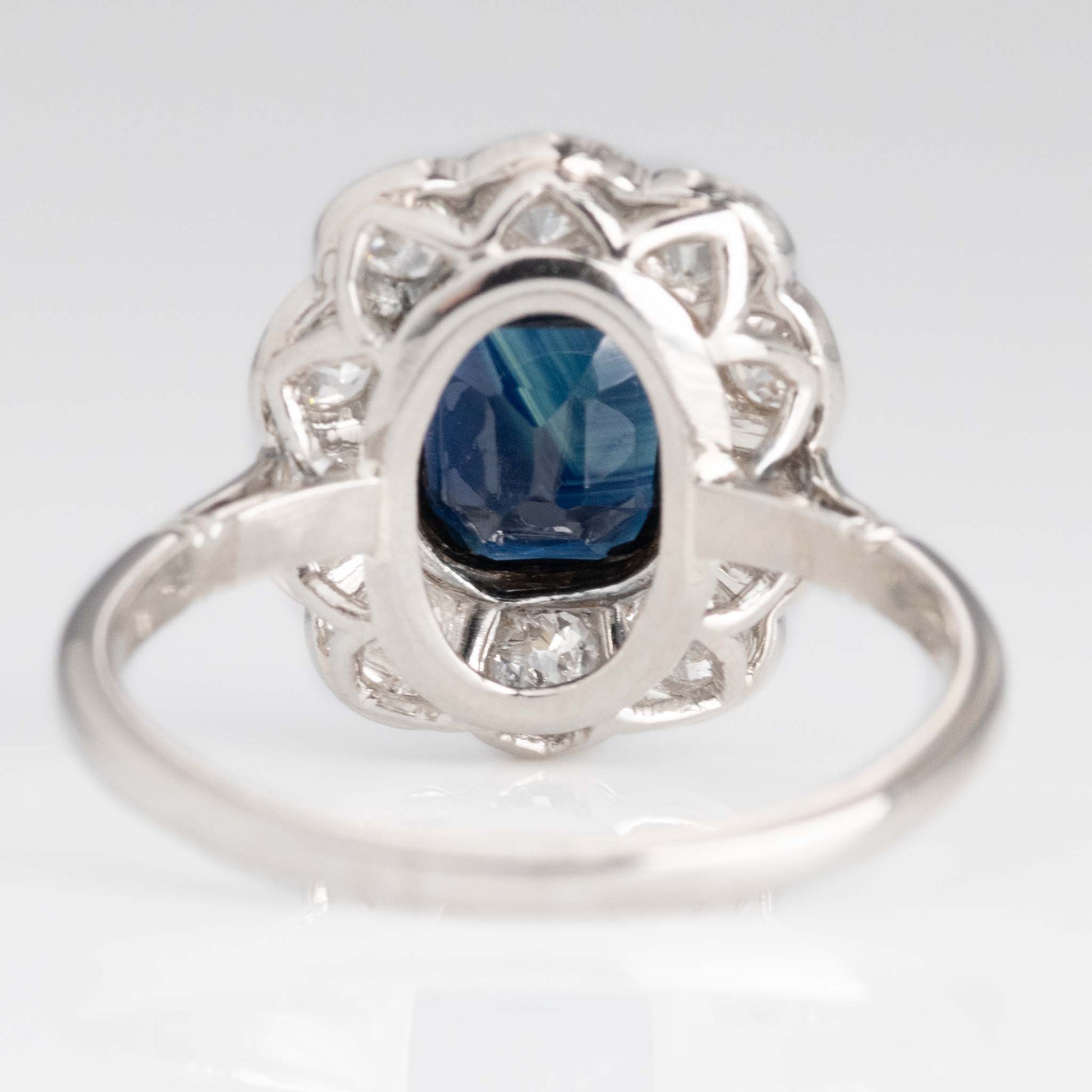 Art Deco Platinum Sapphire and Diamond Cluster Ring - Friar House