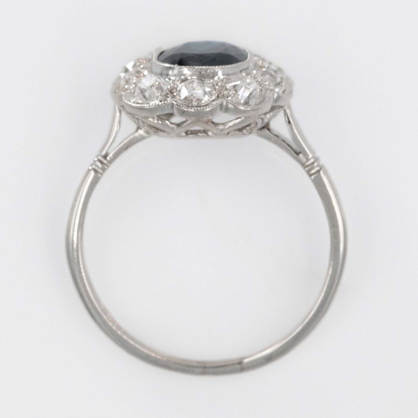 Art Deco Platinum Sapphire and Diamond Cluster Ring - Friar House
