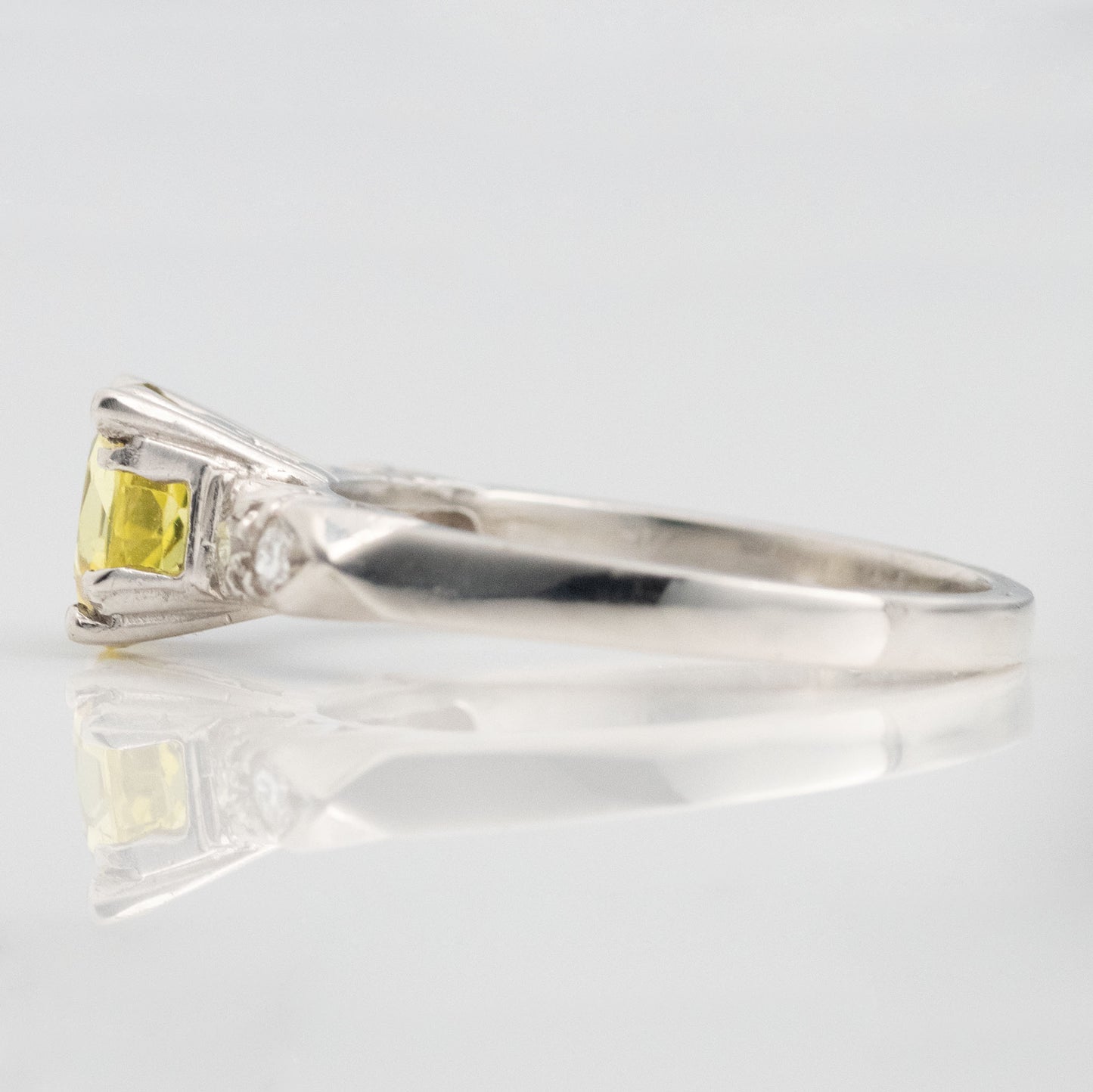 Art Deco Platinum Yellow Sapphire and Diamond Ring - Friar House Antique Jewellery
