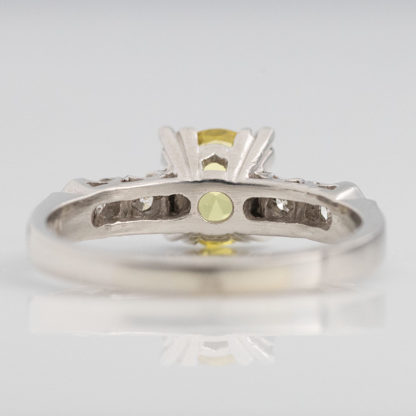 Art Deco Platinum Yellow Sapphire and Diamond Ring - Friar House Antique Jewellery