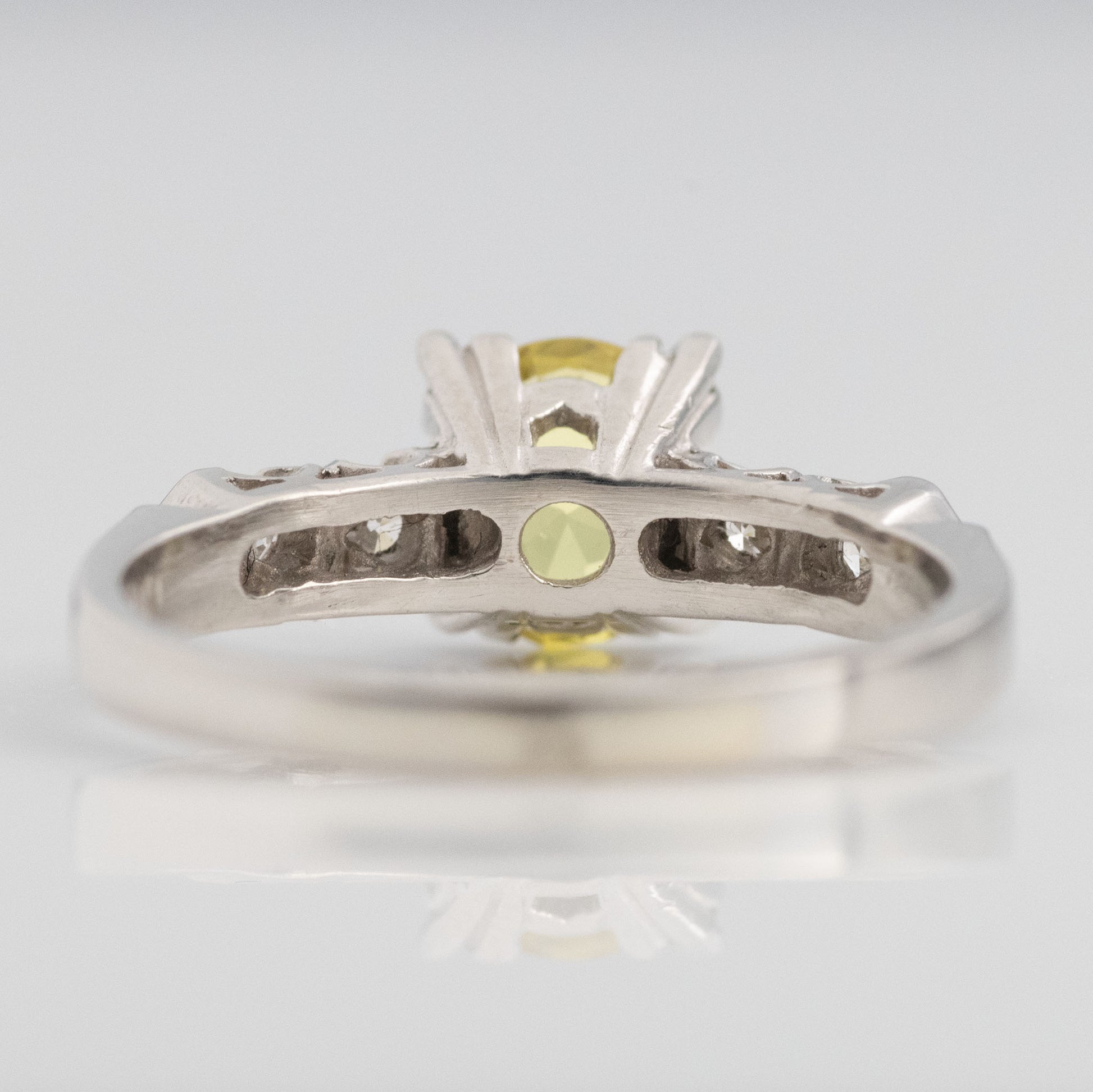 Art Deco Platinum Yellow Sapphire and Diamond Ring - Friar House Antique Jewellery