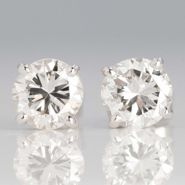 Contemporary 18ct White Gold 1 carat Diamond Stud Earrings - Friar House Antique Jewellery
