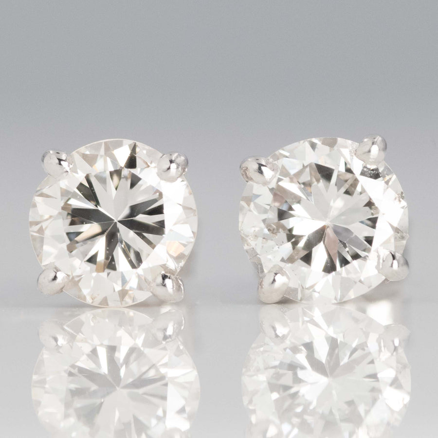 Contemporary 18ct White Gold 1 carat Diamond Stud Earrings - Friar House Antique Jewellery