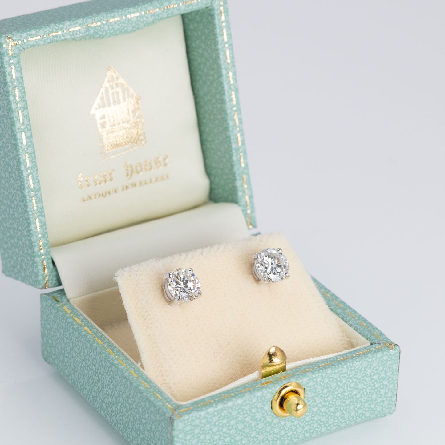 Contemporary 18ct White Gold Diamond Stud Earrings - Friar House Antique Jewellery