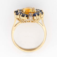 Contemporary 18ct Yellow Gold Yellow and Blue Sapphire Cluster Ring - Friar House