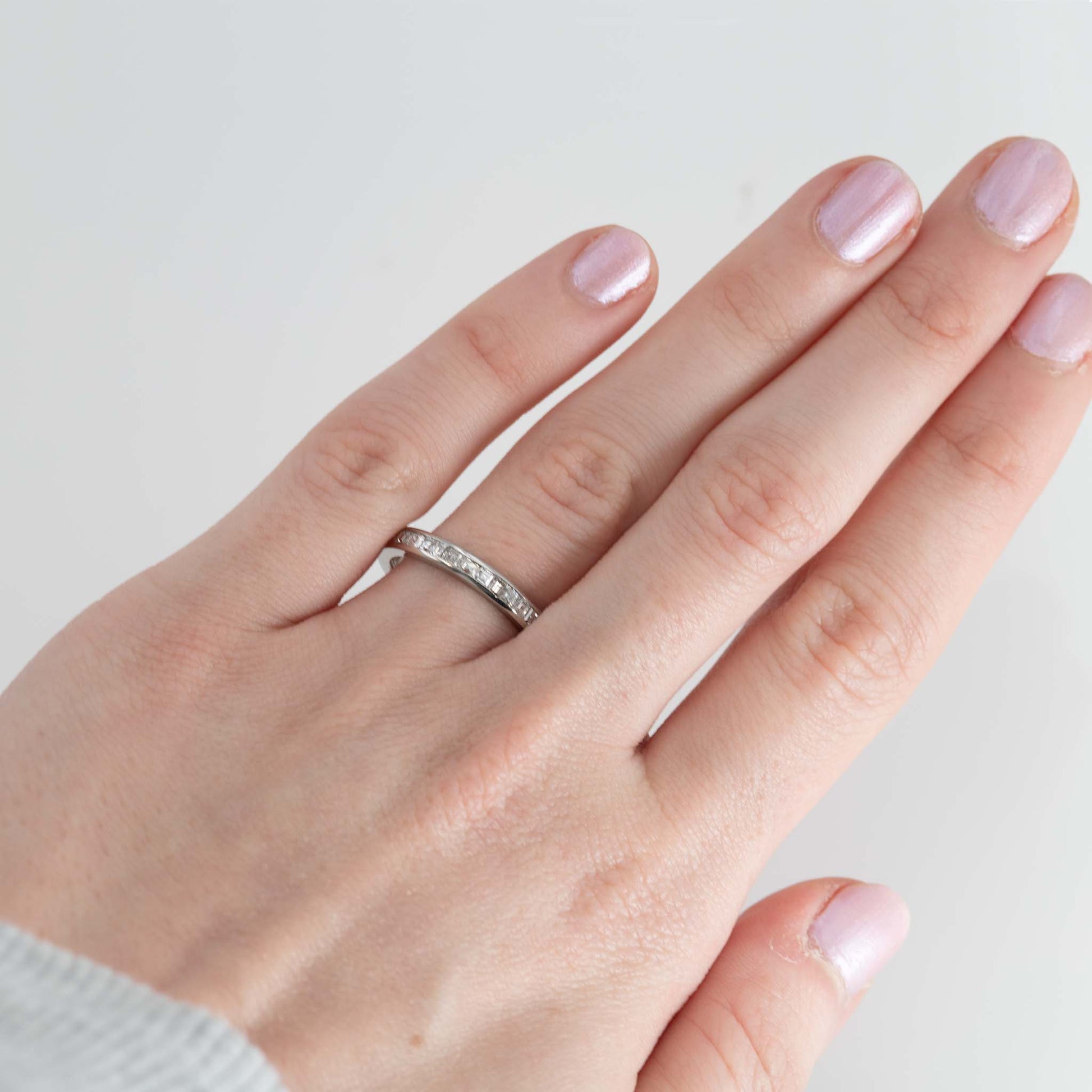 Contemporary Platinum Diamond Eternity Ring Size P 1/2 - Friar House