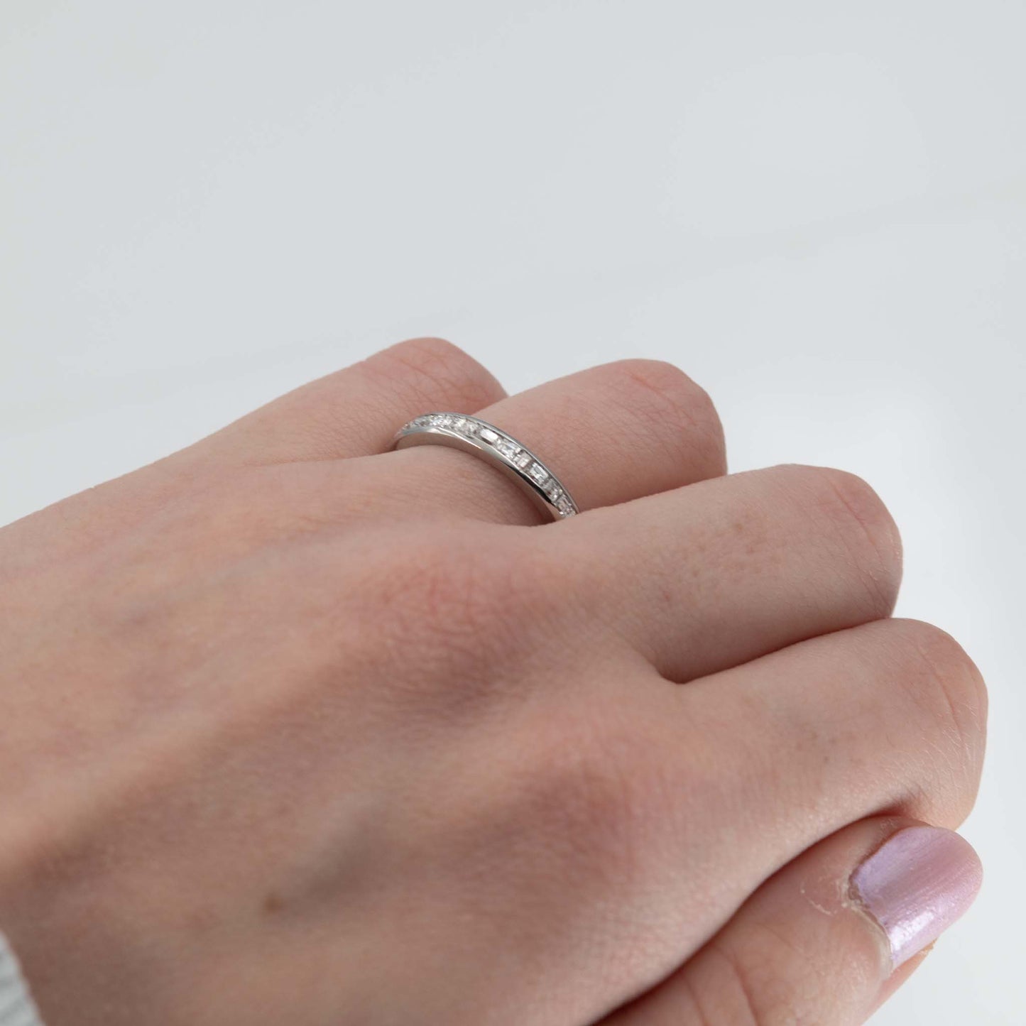 Contemporary Platinum Diamond Eternity Ring Size P 1/2 - Friar House