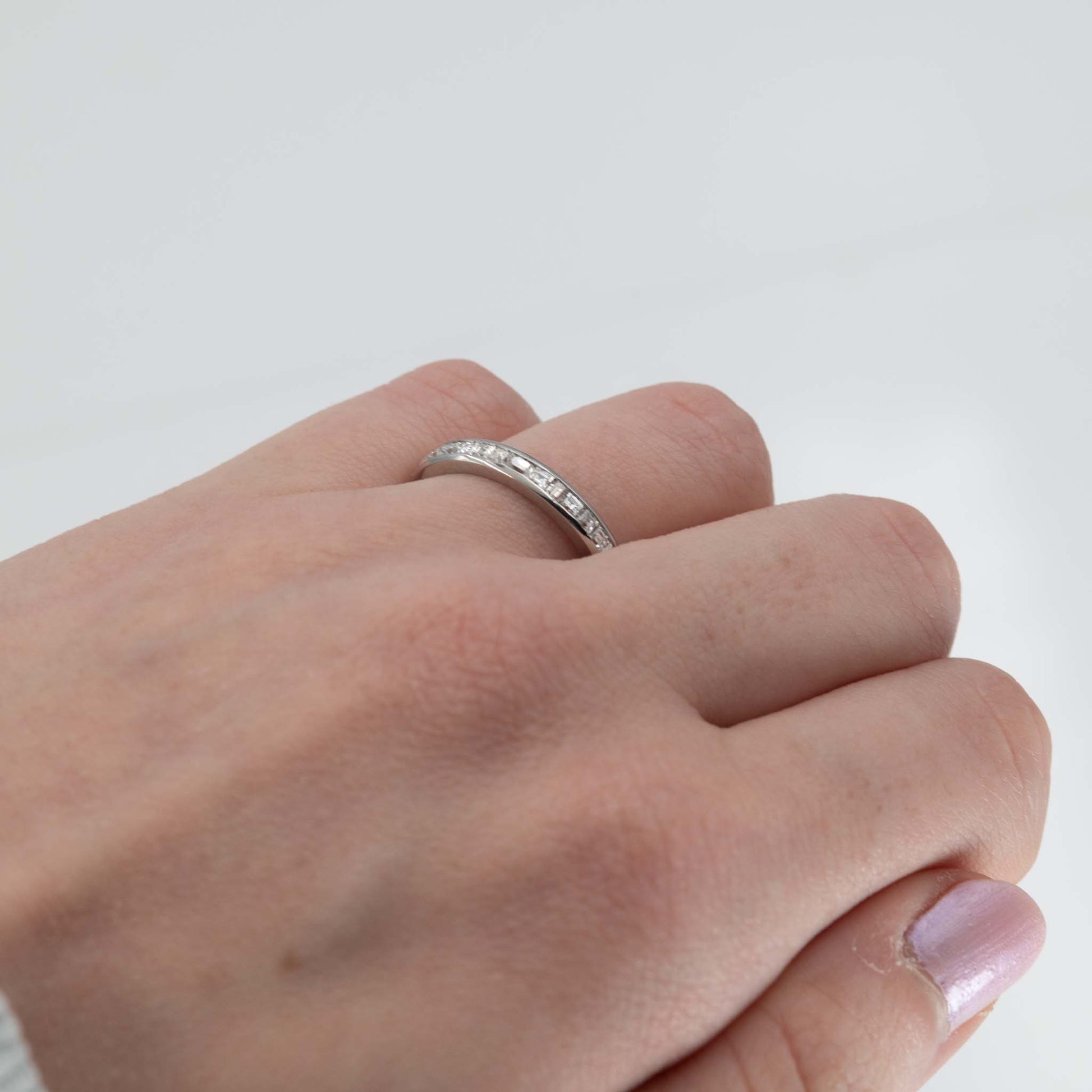 Contemporary Platinum Diamond Eternity Ring Size P 1/2 - Friar House